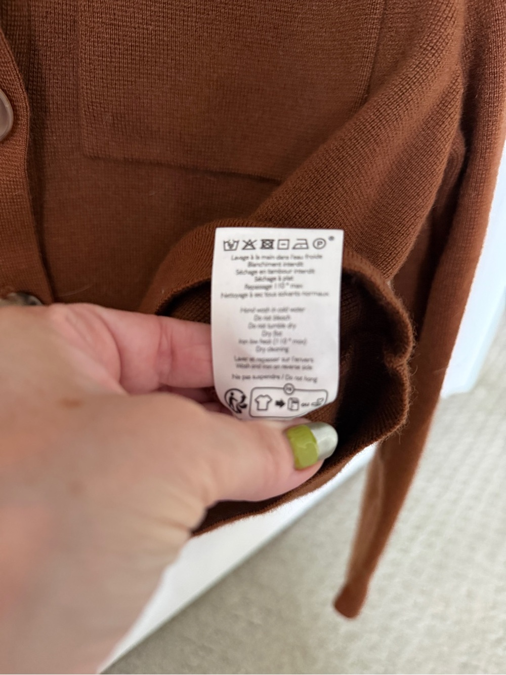 Sezane Chest-Pocket Button-Front Knit Jacket in Rust - Picture 6 of 8